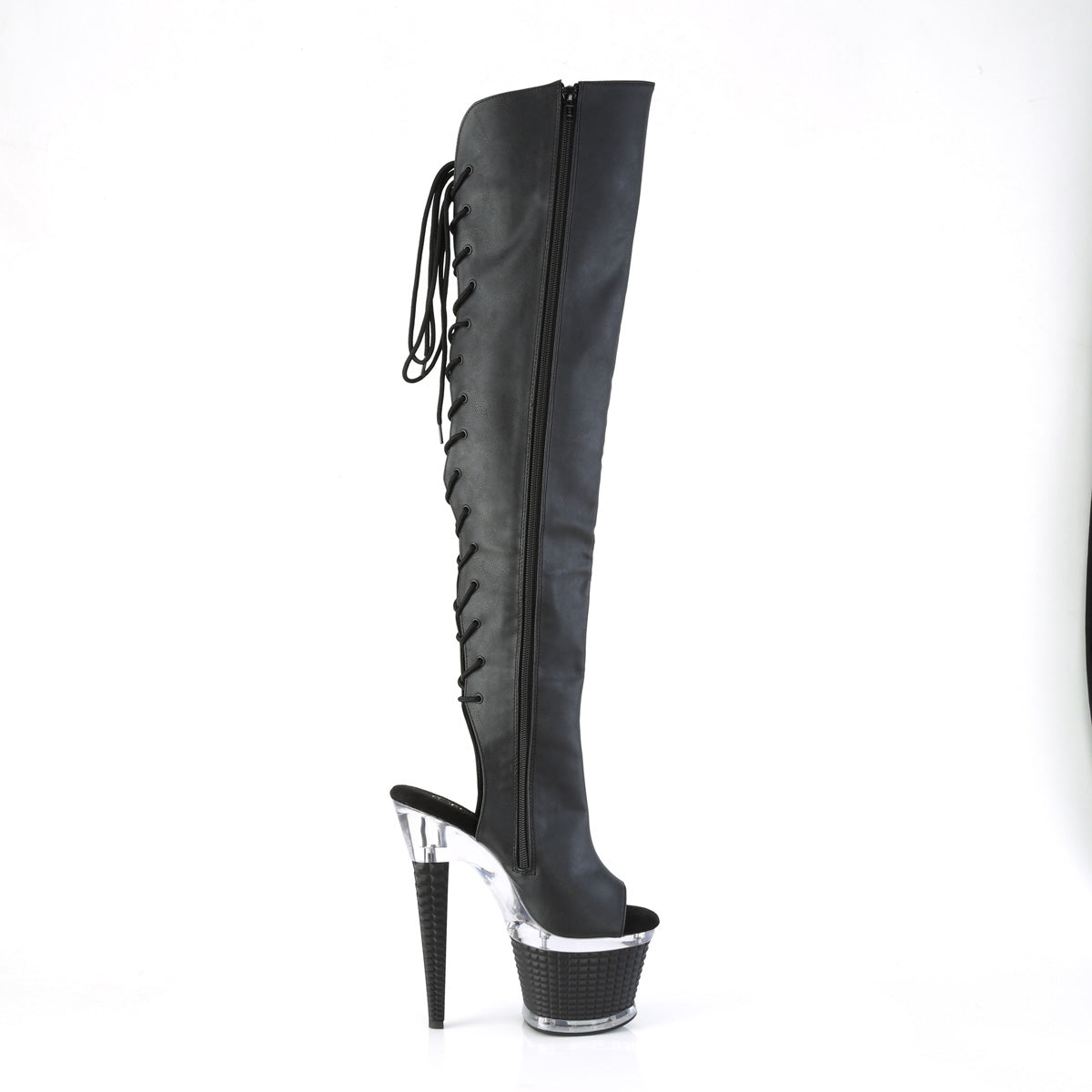 7" Heel, 3" Textured PF Over-The-Knee Boot, Side Zip (Pleaser SPEC3019/BPU/C-B)