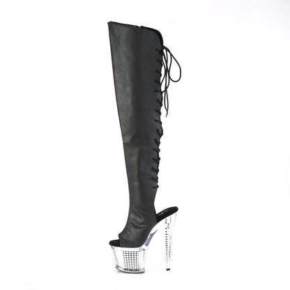 7" Heel, 3" Textured PF Over-The-Knee Boot, Side Zip (Pleaser SPEC3019/BPU/C-B)