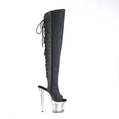 7" Heel, 3" Textured PF Over-The-Knee Boot, Side Zip (Pleaser SPEC3019/BPU/C-B)
