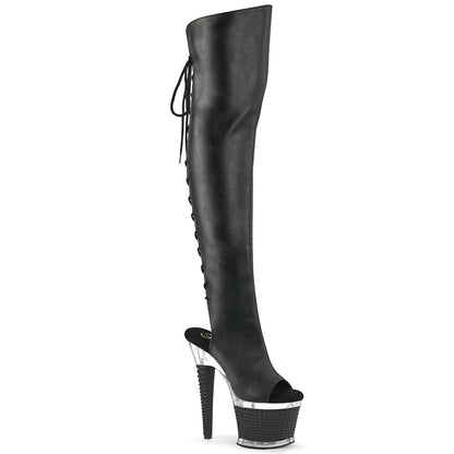 7" Heel, 3" Textured PF Over-The-Knee Boot, Side Zip (Pleaser SPEC3019/BPU/C-B)