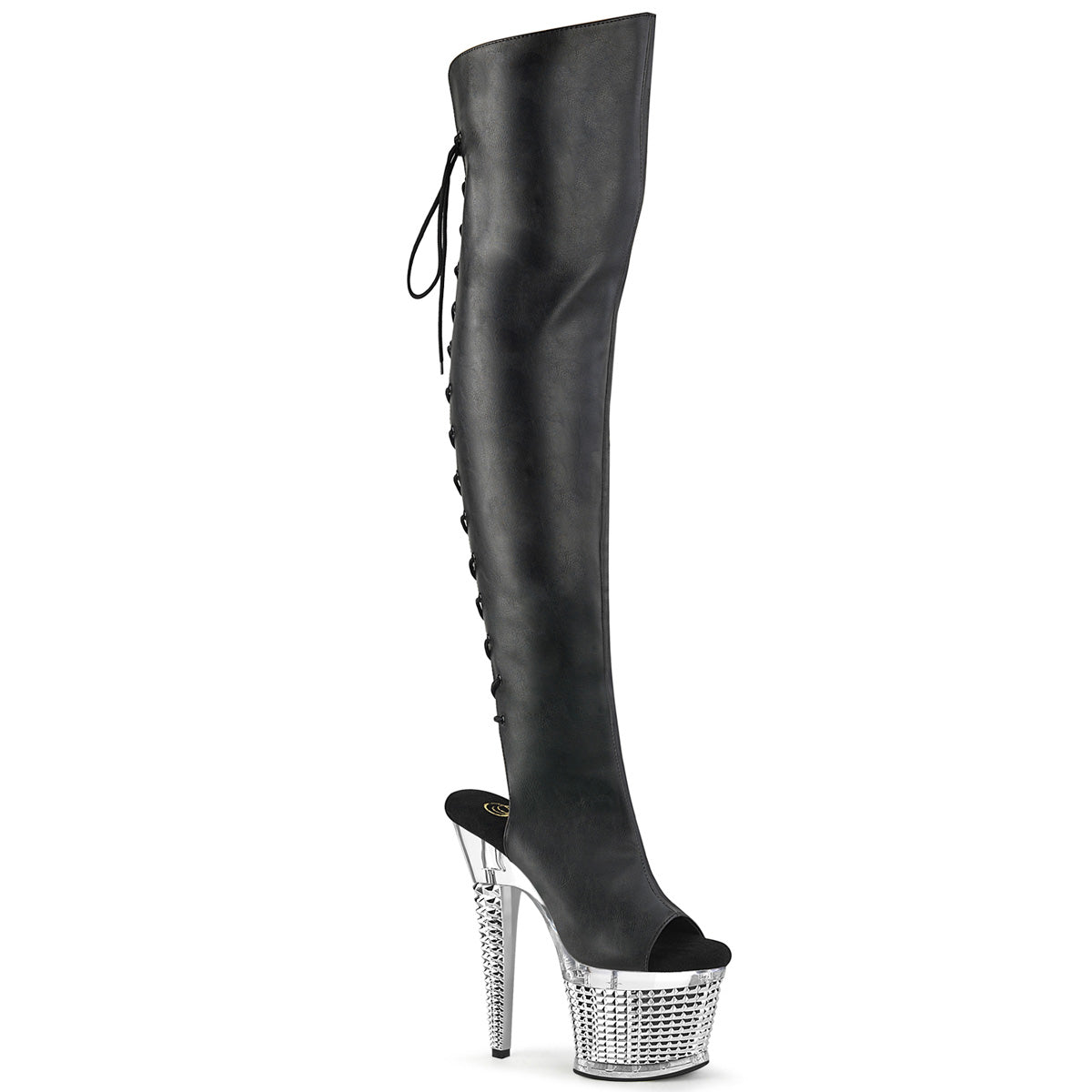 7" Heel, 3" Textured PF Over-The-Knee Boot, Side Zip (Pleaser SPEC3019/BPU/C-B)