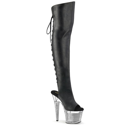 7" Heel, 3" Textured PF Over-The-Knee Boot, Side Zip (Pleaser SPEC3019/BPU/C-B)