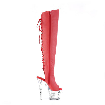 7" Heel, 3" Textured PF Over-The-Knee Boot, Side Zip (Pleaser SPEC3019/BPU/C-B)