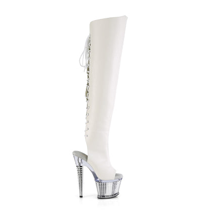 7" Heel, 3" Textured PF Over-The-Knee Boot, Side Zip (Pleaser SPEC3019/BPU/C-B)