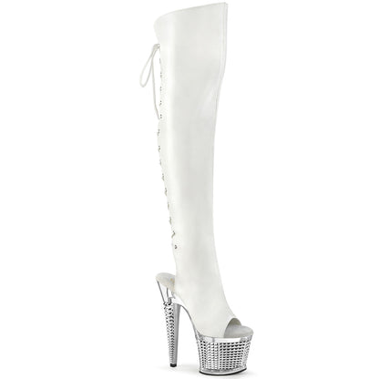 7" Heel, 3" Textured PF Over-The-Knee Boot, Side Zip (Pleaser SPEC3019/BPU/C-B)