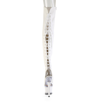 7" Heel, 3" Textured PF Lace-Up Back Thigh Boot, Side Zip (Pleaser SPEC3030/BPPU/C-BP)