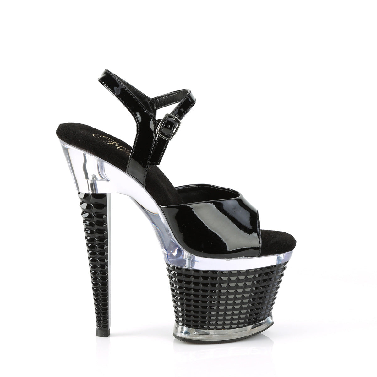 7" Heel, 3" Textured PF Ankle Strap Sanda (Pleaser SPEC709/B/C-B)