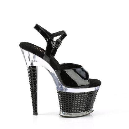 7" Heel, 3" Textured PF Ankle Strap Sanda (Pleaser SPEC709/B/C-B)