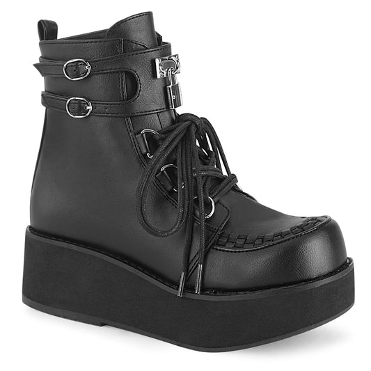 **2 1/4" PF Lace-Up Ankle Boot, Side Zip (Demonia SPR70/BVL)