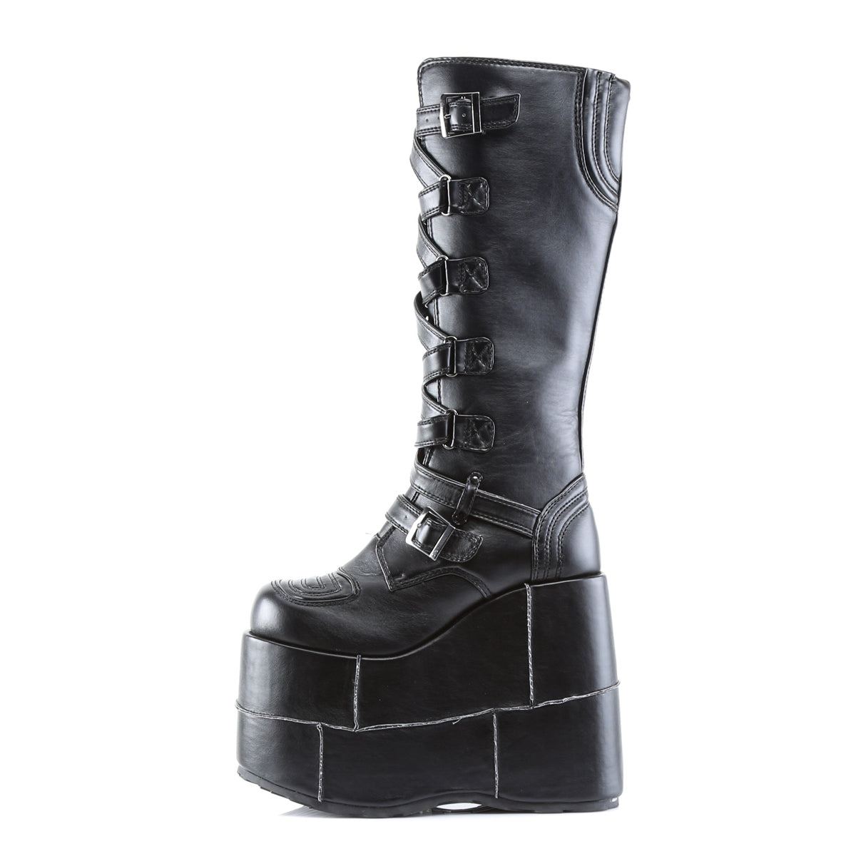 7" Zip-Zag Strap PF Goth Cyber GoGo Punk Knee BT (Demonia STA308/B/PU)