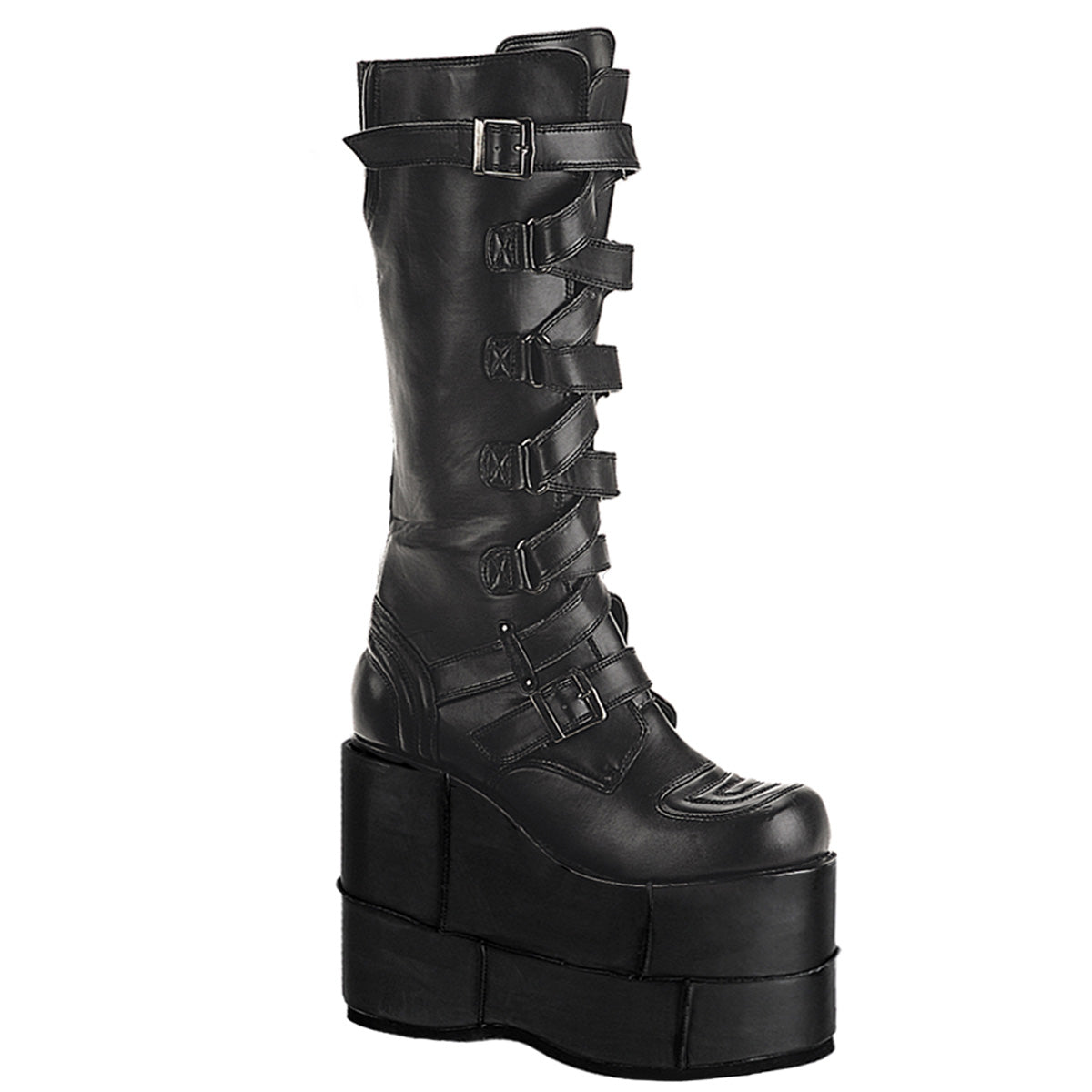 7" Zip-Zag Strap PF Goth Cyber GoGo Punk Knee BT (Demonia STA308/B/PU)