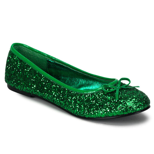 *Adult Ballet Glitter Flat with Bow Accent, Fantasy, Fairy (Funtasma STAR16G/GRN)
