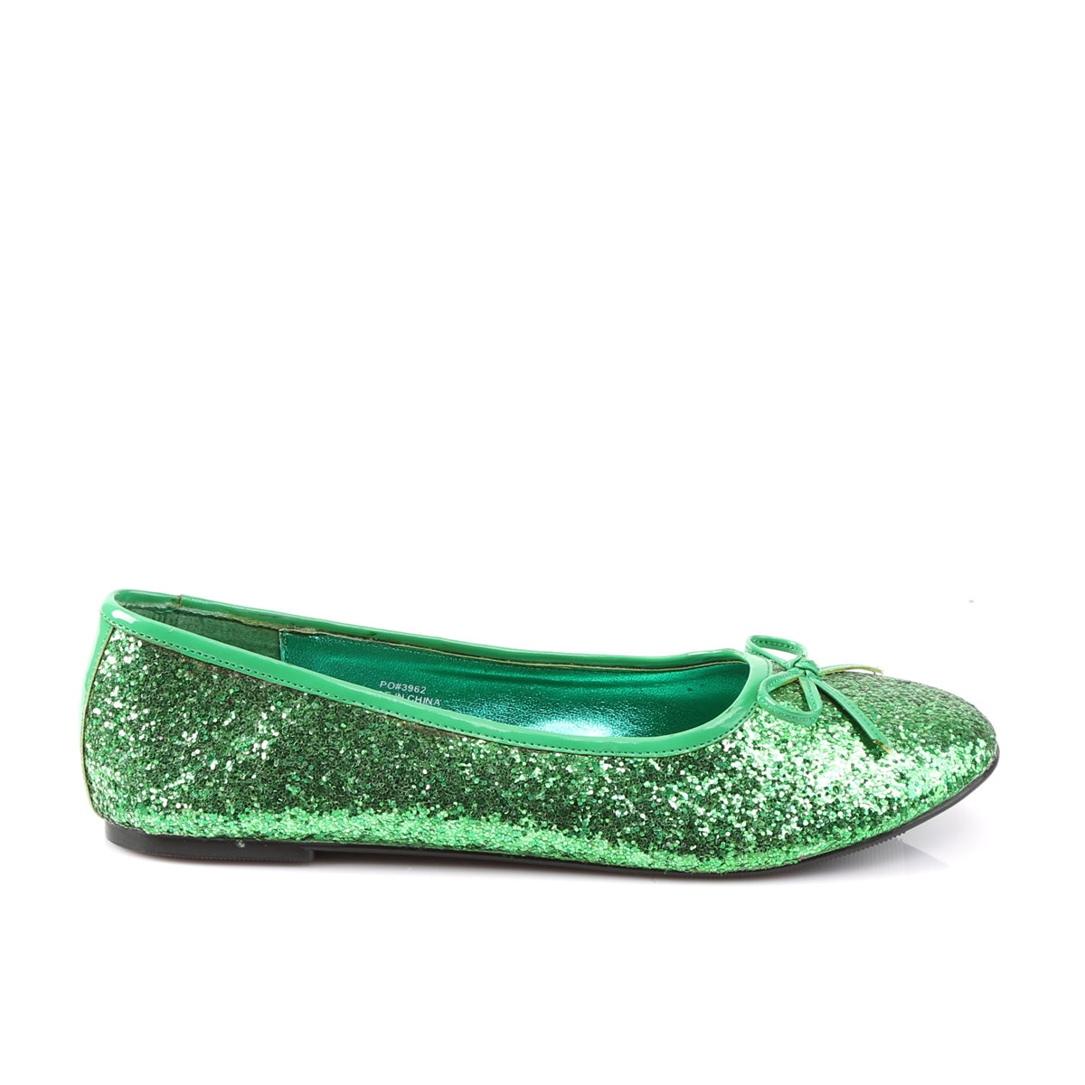 *Adult Ballet Glitter Flat with Bow Accent, Fantasy, Fairy (Funtasma STAR16G/GRN)