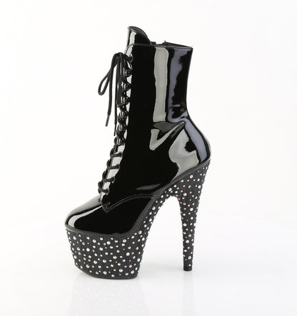 7" Heel, 2 3/4" PF Lace-Up Front Ankle Boot, Side Zip (Pleaser STDANCE1020/B/M)