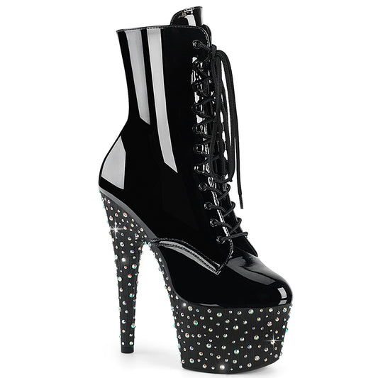 7" Heel, 2 3/4" PF Lace-Up Front Ankle Boot, Side Zip (Pleaser STDANCE1020/B/M)