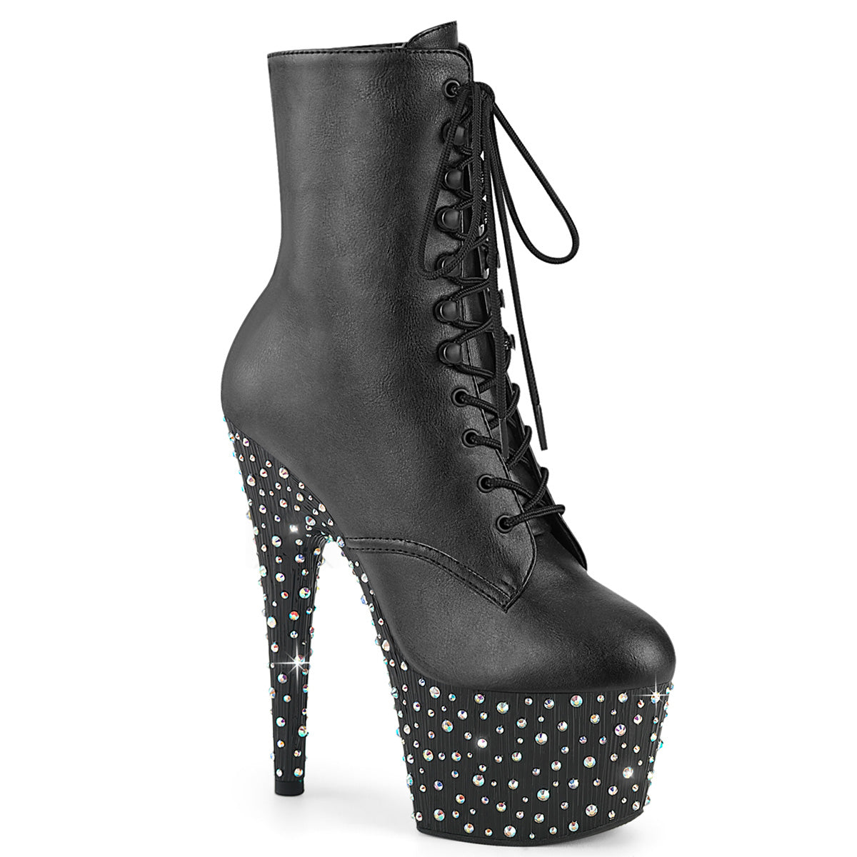 7" Heel, 2 3/4" PF Lace-Up Front Ankle Boot, Side Zip (Pleaser STDANCE1020/B/M)