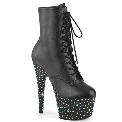 7" Heel, 2 3/4" PF Lace-Up Front Ankle Boot, Side Zip (Pleaser STDANCE1020/B/M)