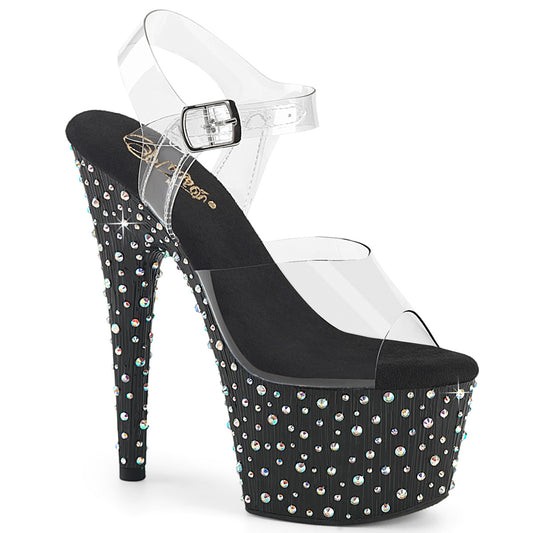 7" Heel, 2 3/4 PF Ankle Strap Sandal (Pleaser STDANCE708/C/B-SRS)