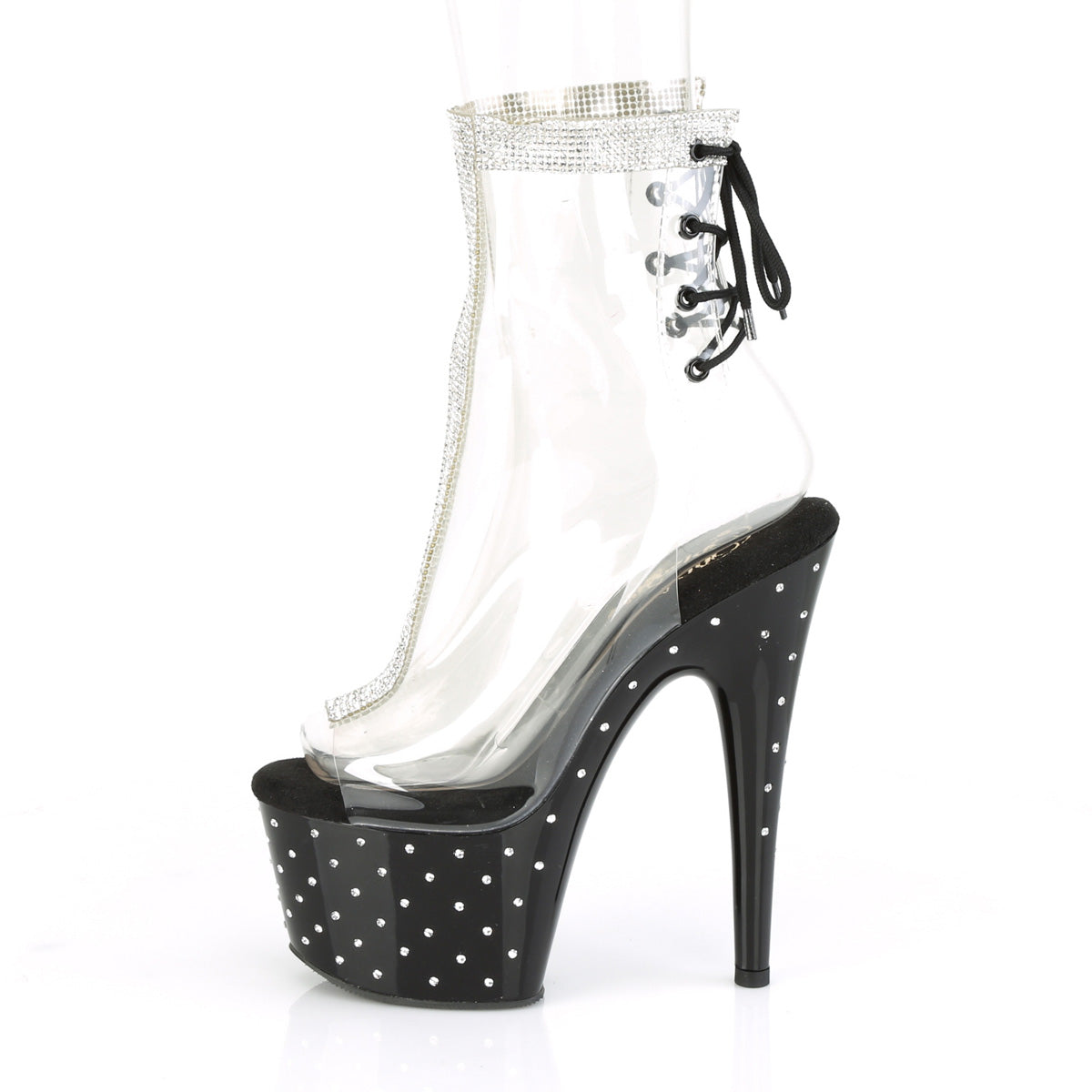 *7" Heel, 2 3/4" PF Open Toe/Heel Ankle Boot w/RS (Pleaser STDUS1018C-2RS/C/B)