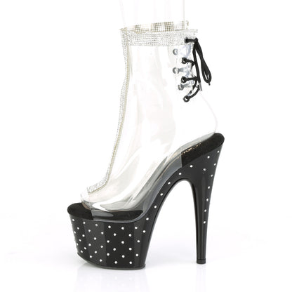 *7" Heel, 2 3/4" PF Open Toe/Heel Ankle Boot w/RS (Pleaser STDUS1018C-2RS/C/B)