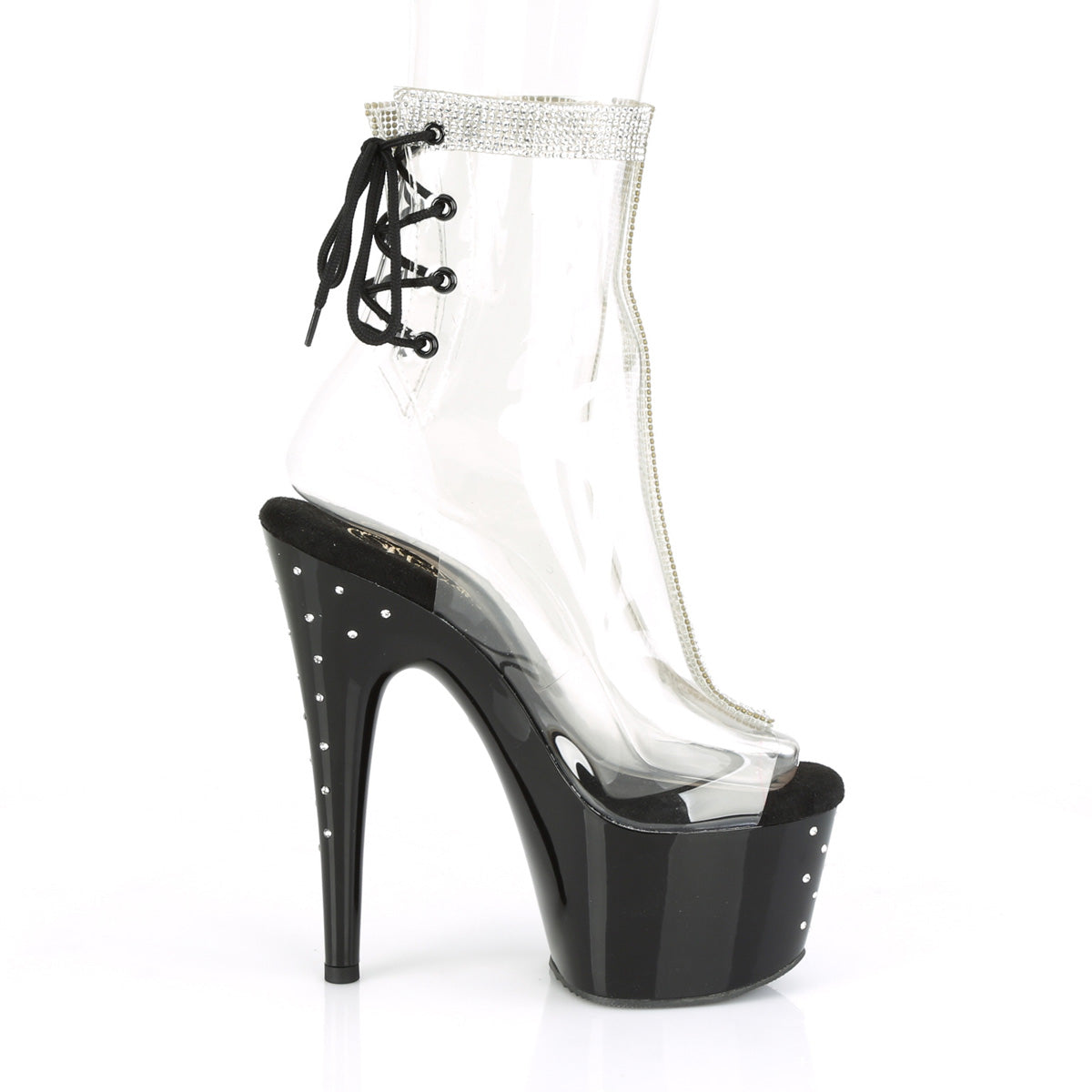 *7" Heel, 2 3/4" PF Open Toe/Heel Ankle Boot w/RS (Pleaser STDUS1018C-2RS/C/B)