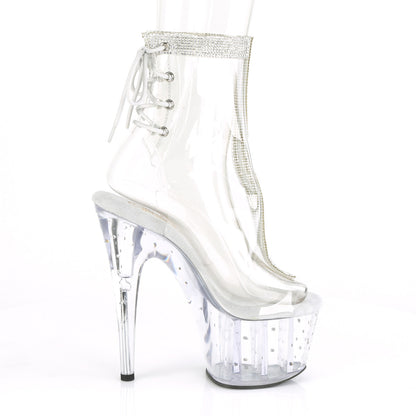 *7" Heel, 2 3/4" PF Open Toe/Heel Ankle Boot w/RS (Pleaser STDUS1018C-2RS/C/B)