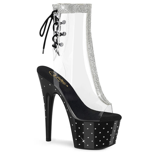 *7" Heel, 2 3/4" PF Open Toe/Heel Ankle Boot w/RS (Pleaser STDUS1018C-2RS/C/B)