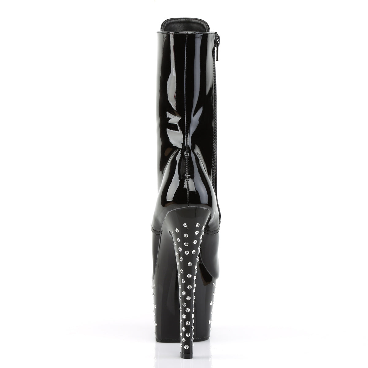 7" Heel, 2 3/4" RS Studded PF Lace-Up Ankle Boot, Side Zip (Pleaser STDUS1020-7/B/M)
