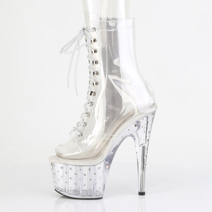 *7" Heel, 2 3/4" PF Lace Up Peep Toe Ankle Boot w/RS (Pleaser STDUS1021C-7/C/M)