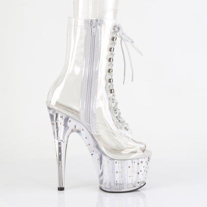 *7" Heel, 2 3/4" PF Lace Up Peep Toe Ankle Boot w/RS (Pleaser STDUS1021C-7/C/M)