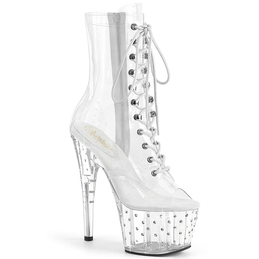 *7" Heel, 2 3/4" PF Lace Up Peep Toe Ankle Boot w/RS (Pleaser STDUS1021C-7/C/M)