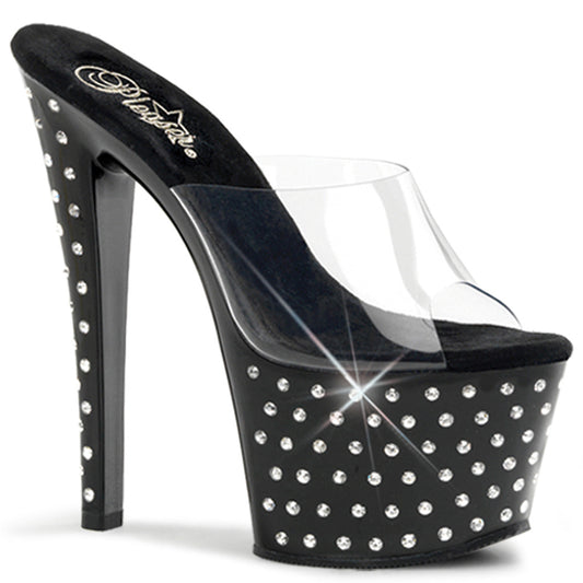 7" Heel, 2 3/4" PF Rhinestone Studded Platform Slide (Pleaser STDUS701/C/B)