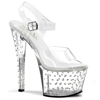 7" Heel, 2 3/4" R/S Studded PF Ankle Strap Sandal (Pleaser STDUS708/C/B)