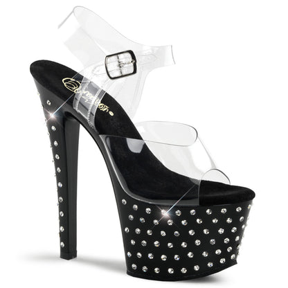 7" Heel, 2 3/4" R/S Studded PF Ankle Strap Sandal (Pleaser STDUS708/C/B)