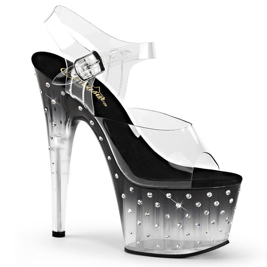7" Heel, 2 3/4" PF Ankle Strap Sandal w/RS Studded Bottom (Pleaser STDUS708T/C/B-C)