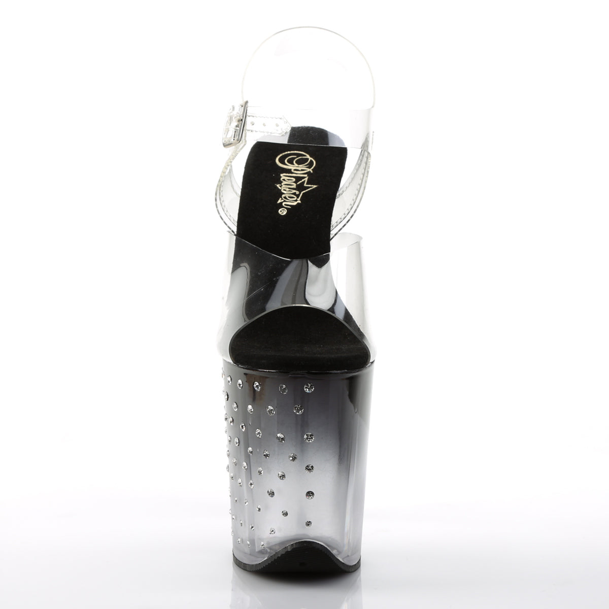 8" Heel, 4" PF Ankle Strap Sandal w/RS Studded Bottom (Pleaser STDUS808T/C/B-C)