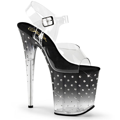 8" Heel, 4" PF Ankle Strap Sandal w/RS Studded Bottom (Pleaser STDUS808T/C/B-C)
