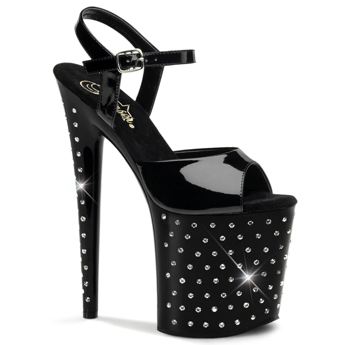 8" Rhinestone Studded Ankle Strap P/F Sandal (Pleaser STDUS809/B/M)
