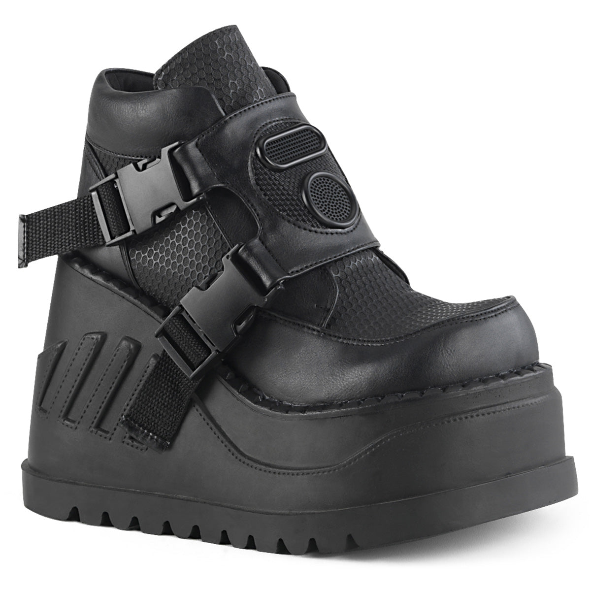 4 3/4" Wedge PF Bootie w/Snap Buckle Detail (Demonia STO15/BVL)