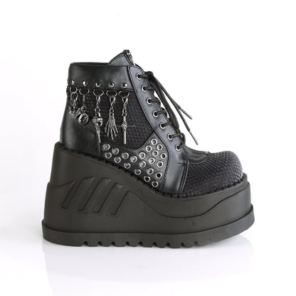 4 3/4" PF Lace-Up Wedge Bootie, Inside Zip (Demonia STO18/B-BYVEL)