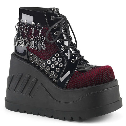 4 3/4" PF Lace-Up Wedge Bootie, Inside Zip (Demonia STO18/B-BYVEL)