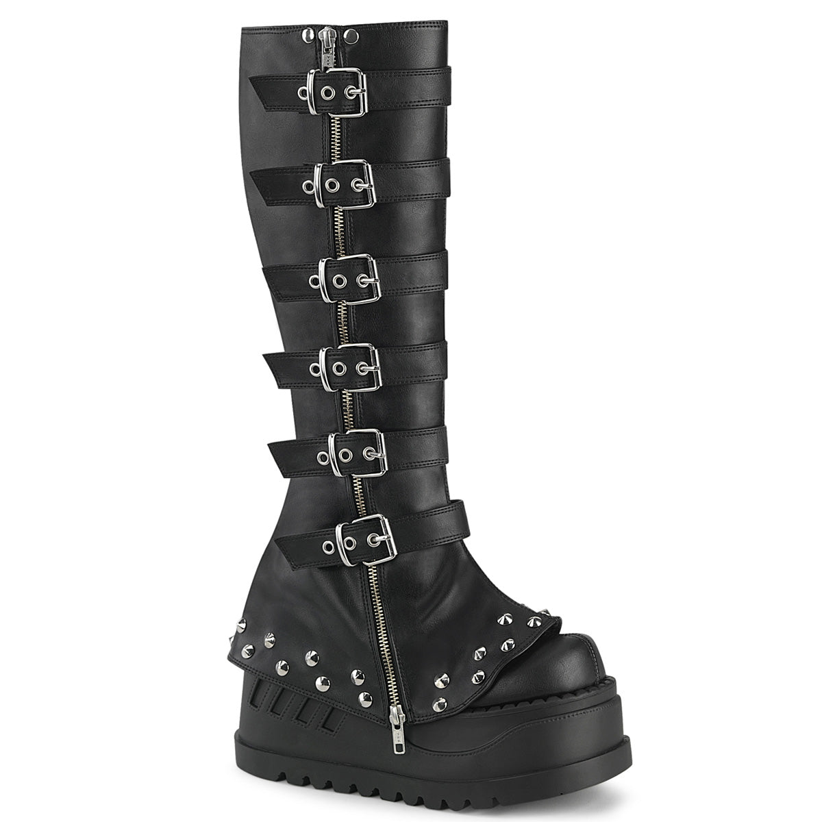 4 3/4" Wedge PF STR Knee High Boot, Inside Zip (Demonia STO223/BVL)