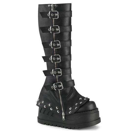 4 3/4" Wedge PF STR Knee High Boot, Inside Zip (Demonia STO223/BVL)