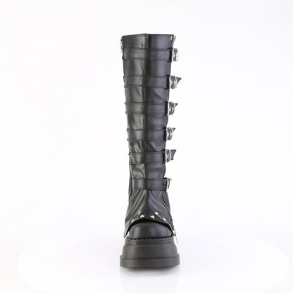 4 3/4" Wedge PF STR Knee High Boot, Inside Zip (Demonia STO223/BVL)