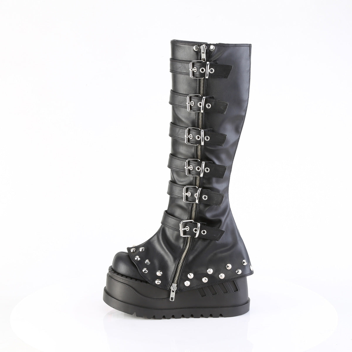 4 3/4" Wedge PF STR Knee High Boot, Inside Zip (Demonia STO223/BVL)
