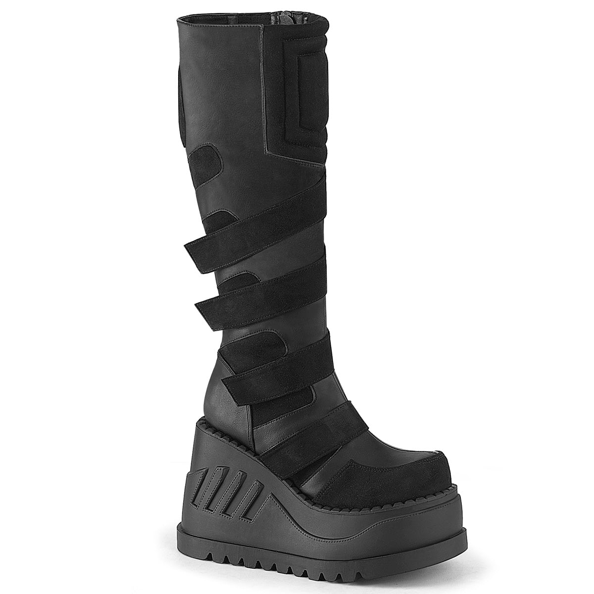 4 3/4" Wedge PF Knee High Boot, Inside Zip (Demonia STO228/BVL)