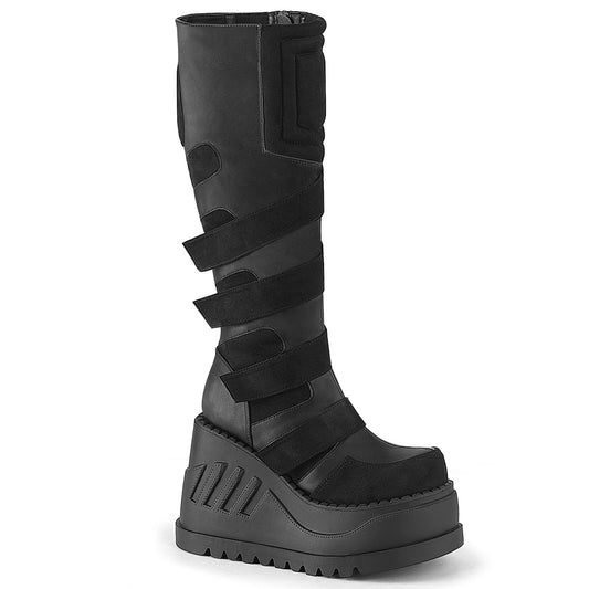 4 3/4" Wedge PF Knee High Boot, Inside Zip (Demonia STO228/BVL)