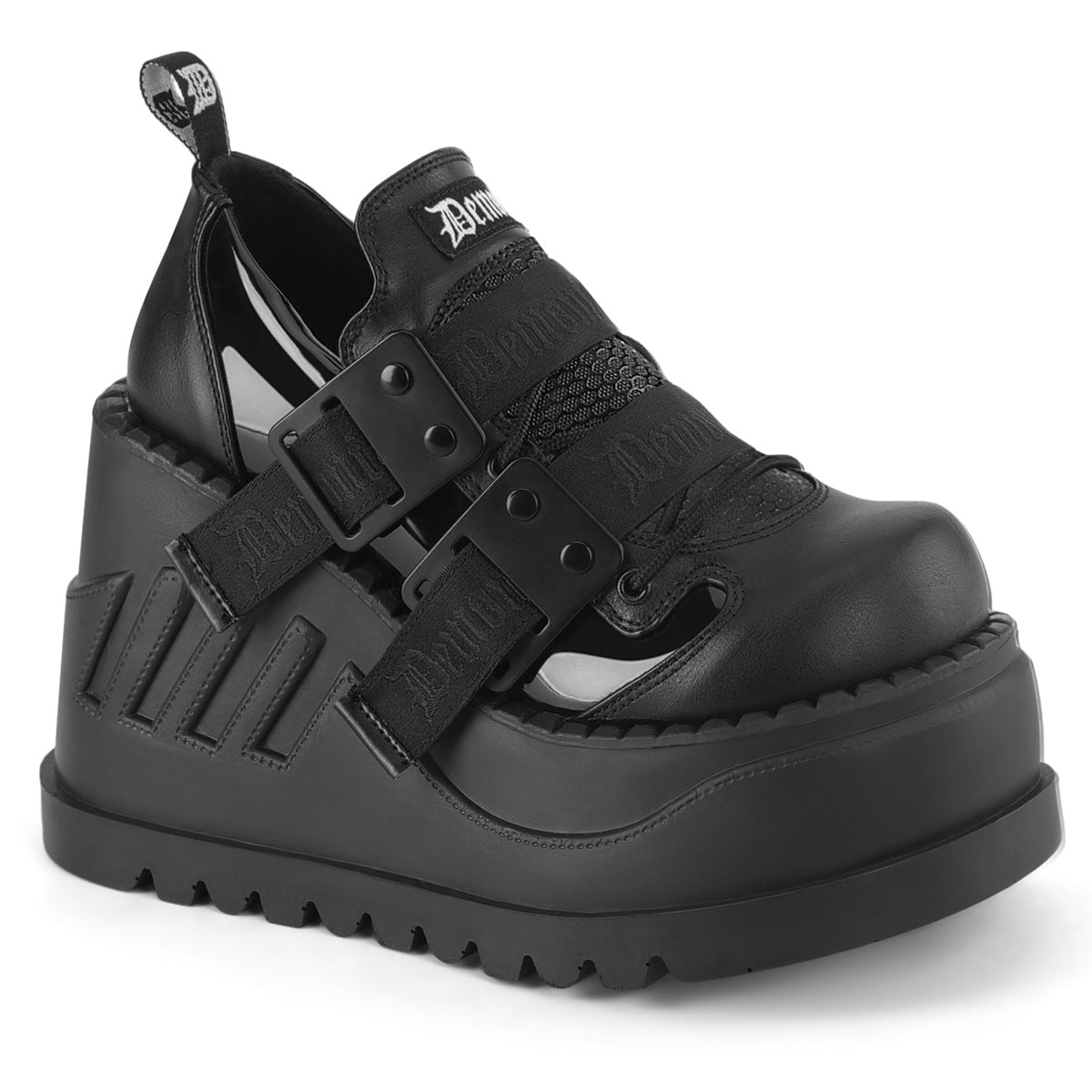 4 3/4" Wedge PF Lace-Up Shoe w/ Hook-N-Loop Straps (Demonia STO28/BPT-VL)