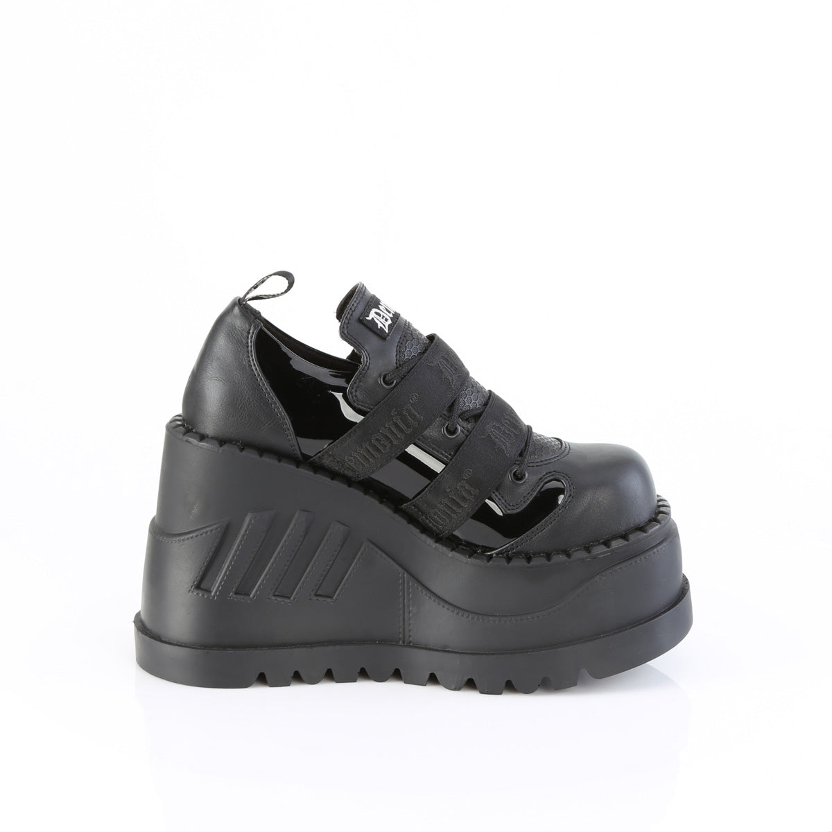 4 3/4" Wedge PF Lace-Up Shoe w/ Hook-N-Loop Straps (Demonia STO28/BPT-VL)