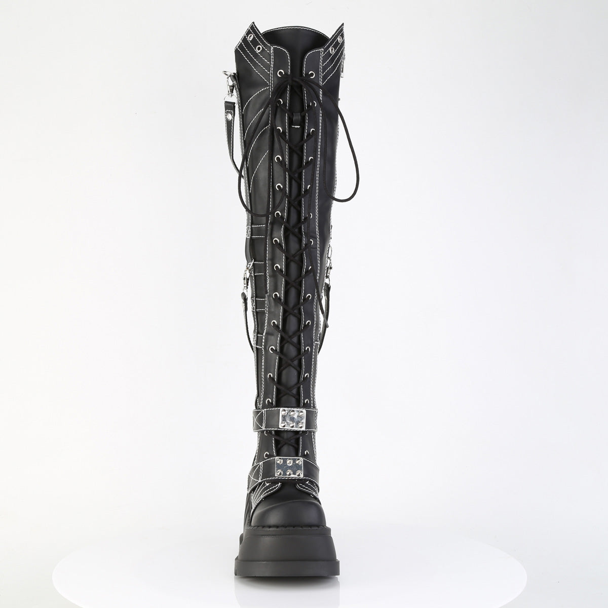 4 3/4" Wedge PF STR Over-The-Knee Boot, Inside Zip (Demonia STO310/BVL)